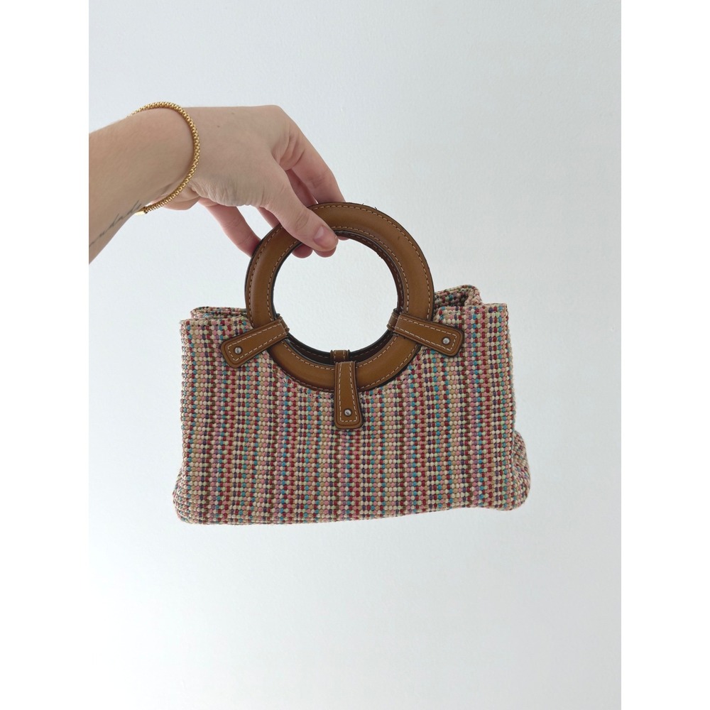 Vintage Fossil Mini Cierra Multicolored Woven Bag Small Top Handle Boho Summer